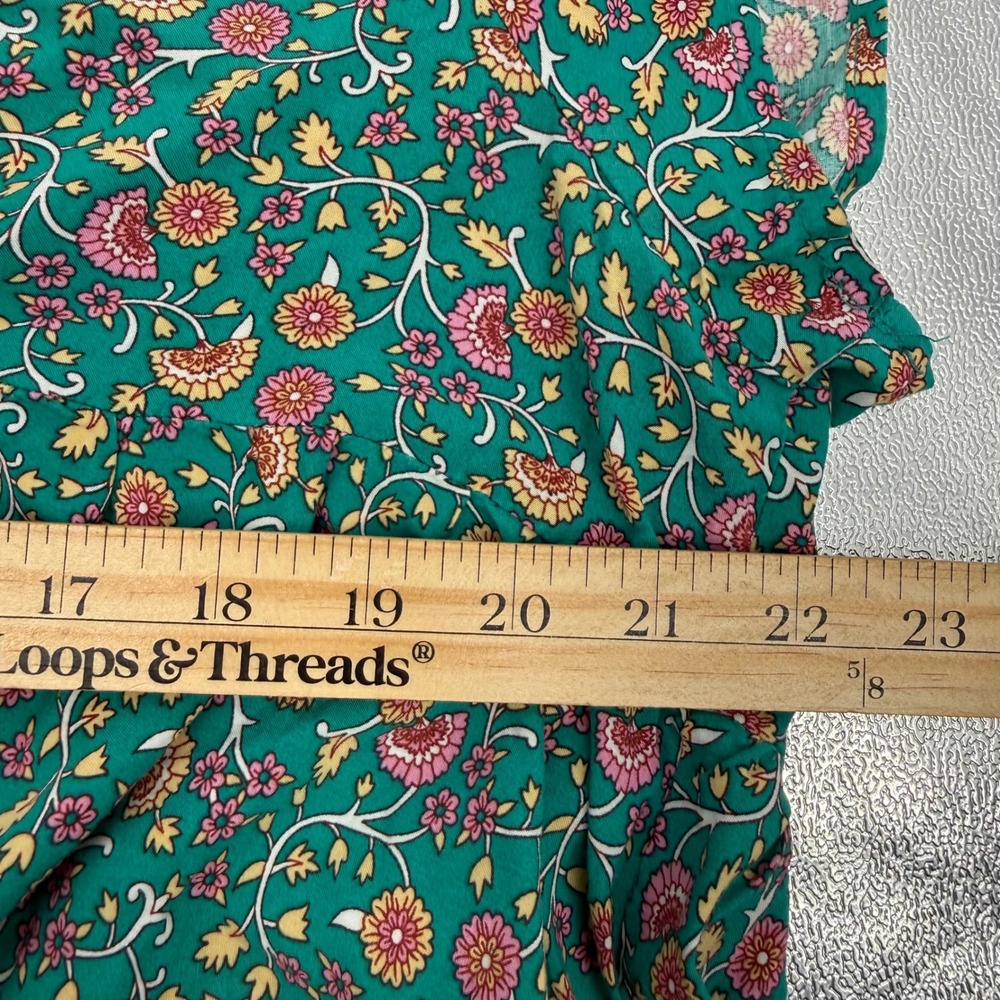 Natural Life Rebecca Womens XL Teal Floral Rayon Maxi Dress V-Neck Boho Pockets - Picture 16 of 16